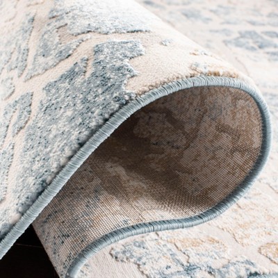 Blue Abstract Synthetic Stain-Resistant Rectangular Area Rug