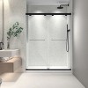 PexFix 76 in.x 54 in. Frameless Double Sliding Shower Door 8mm Tempered Glass With Adjustable Soft Closing Design for Spa Bathroom Clear Matte Black - 3 of 4