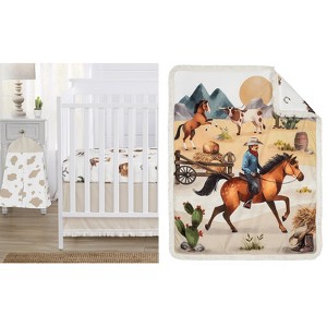 Sweet Jojo Designs Boy Baby Crib Bedding Set - Country Western Taupe Red and Blue 4pc - 1 of 4