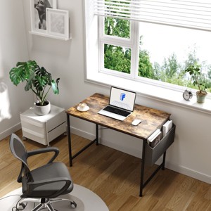 40-55 inch Computer Desk Home Office Desk Workstation Brown, Modern Simple Style Desk for Home Office, Study Student Writing Desk-The Pop Home - 1 of 4