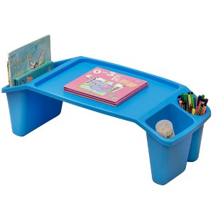 Portable Kids Lap Desk Tray, Activity Table With 3 Compartments for Art, Coloring, Writing, Eating, And Road Trips, Blue - 1 of 4