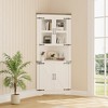 63" Farmhouse Corner Cabinet with Barn Doors, 4-Door Storage Cabinet with 5 Adjustable Shelves for Living Room Kitchen Bathroom, Grey - 2 of 4