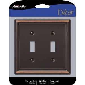 Amerelle Chelsea Aged Bronze 2 gang Stamped Steel Toggle Wall Plate 1 pk - 1 of 1