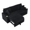 80" Corduroy 2-in-1 Pull-Out Sofa with Recliner & Cup Holder - 3 of 4
