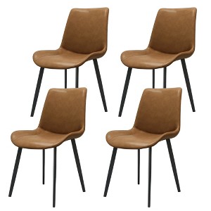 SKRAN Dining Chairs Set of 4, PU Leather Upholstered Seat with Sturdy Metal Legs and Comfort Backrest for Kitchen, Restaurant and Living Room - 1 of 4