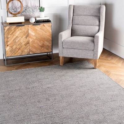 Handmade Gray Geometric Wool 6' x 9' Tufted Area Rug