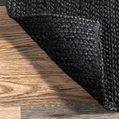 Handmade Black Braided Jute Area Rug 4' x 6'