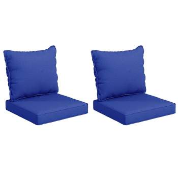 Outsunny 4 Patio Chair Cushions with Seat Cushion & Backrest, Fade Resistant Seat Replacement Cushion Set, Blue