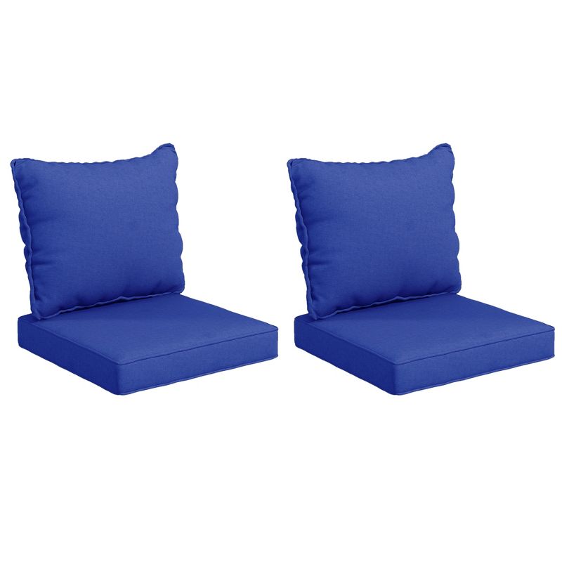 Outsunny 4 Patio Chair Cushions with Seat Cushion & Backrest, Fade Resistant Seat Replacement Cushion Set, Blue, 1 of 7
