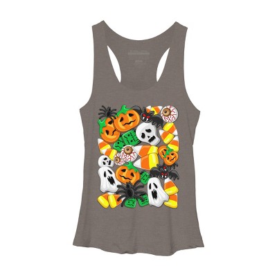 Women's Design By Humans Halloween Spooky Candies Party By BluedarkArt Racerback Tank Top