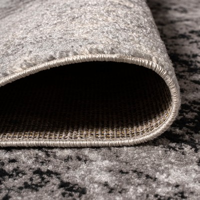 Ivory and Charcoal Abstract Synthetic Area Rug