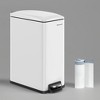 Slim Trash Can, 12.7-Gal (48 L) Garbage Can for Narrow Spaces with Soft-Close Lid, Stainless Steel, 15 Trash Bags Included - 4 of 4