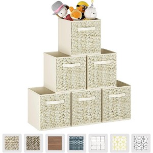 DOMETOUR 6 Piece Cube Storage Bins, 11 Inch Collapsible Storage Cube Organizer with Handle - 1 of 4