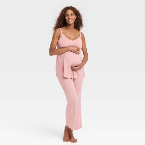 Drop Cup Nursing Maternity Pajama Set - Isabel Maternity By Ingrid &  Isabel™ Pink S : Target