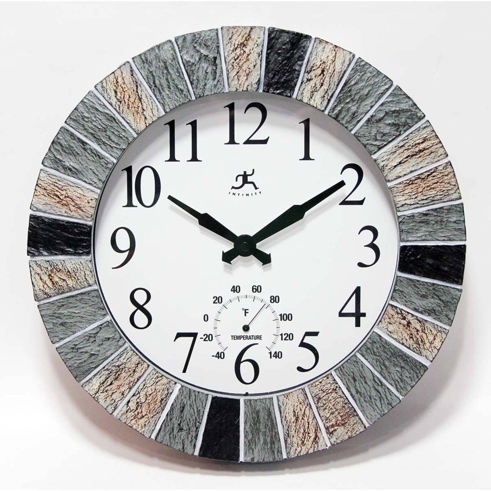 Photos - Wall Clock 13" Faux Stone Mosaic Indoor/Outdoor  - Infinity Instruments