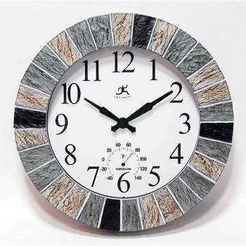 13" Faux Stone Mosaic Indoor/Outdoor Wall Clock - Infinity Instruments