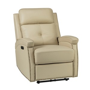 Hermann Contemporary Genuine Leather Power Recliner With Special Shaped Arms for Living Room and Bedroom  | ARTFUL LIVING DESIGN - 1 of 4