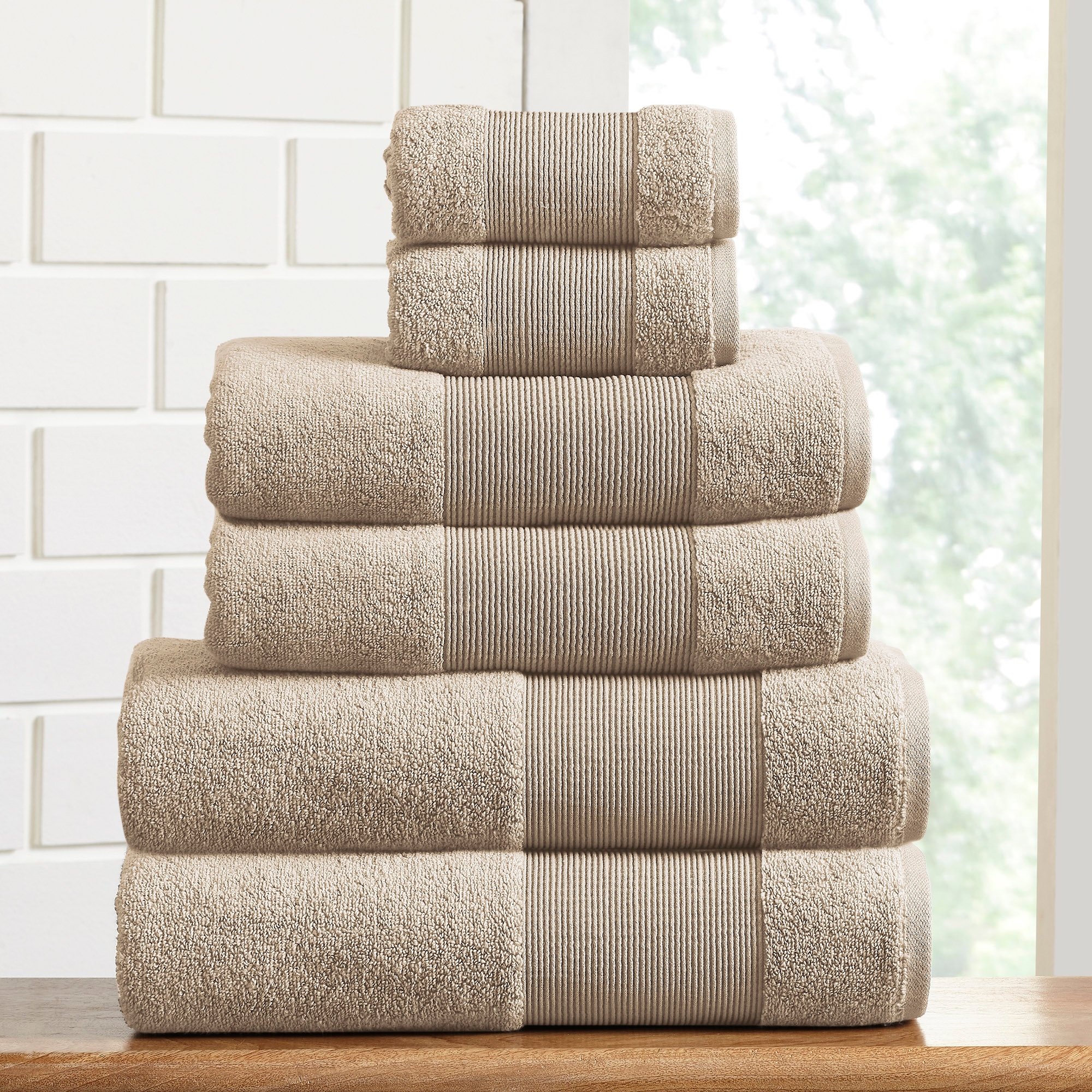 Modern Threads AirCloud 100% Cotton 6-Piece Towel Set, Sand