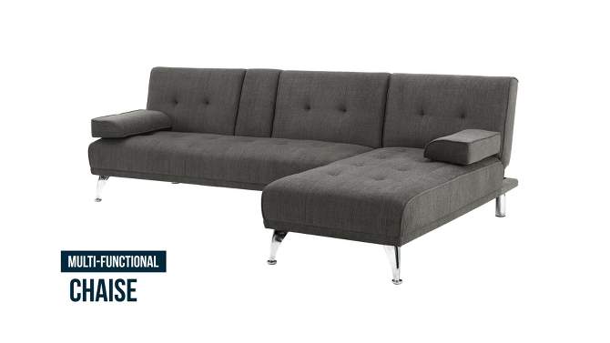 Miley Convertible Futon Sofa Bed with Chaise - Serta, 2 of 16, play video