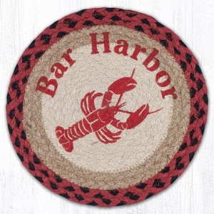 Earth Rugs Bar Harbor Round Trivet – 10" Coastal Scene Print on Braided Natural Jute Table Mat - 1 of 3