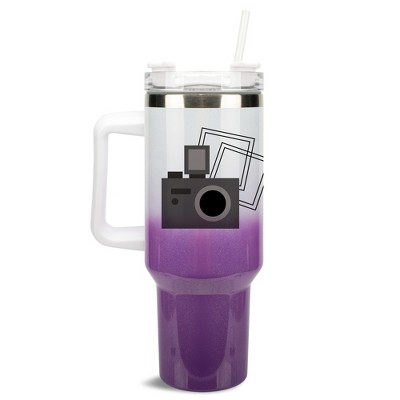 Elanze Designs Vintage Polaroid Camera Photography 40 oz. Stainless Steel, Large Water Bottle Coffee Mug, Spill & Leak Resistant, Thermal Travel