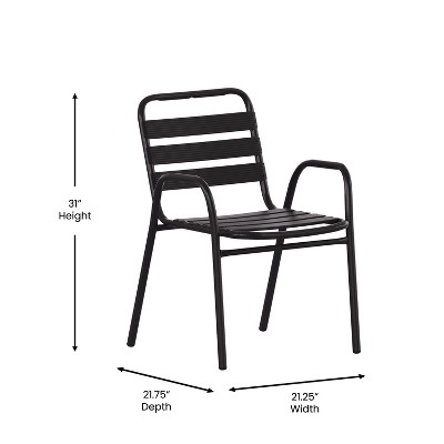 Lila 31'' Black Commercial Metal Indoor-Outdoor Stack Chair
