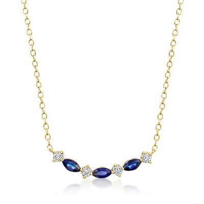 Pure Collection by Ross-Simons 0.50 ct. t.w. Lab-Grown Sapphire and .20 ct. t.w. Lab-Grown Diamond Necklace in 18kt Gold Vermeil Size 16