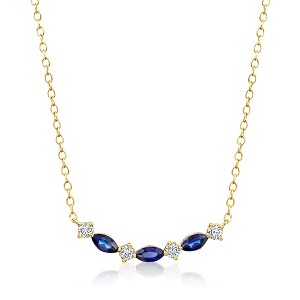 Pure Collection by Ross-Simons 0.50 ct. t.w. Lab-Grown Sapphire and .20 ct. t.w. Lab-Grown Diamond Necklace in 18kt Gold Vermeil Size 16 - 1 of 4