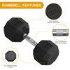 Coucheta Premium Rubber Coated Hex Dumbbell Weight Set with Rack, Multiple Packages,350 LBS(5 pair) for Home Gym, Coated Hand Weights for Strength - 3 of 4