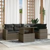 vidaXL 6 Piece Patio Sofa Set with Cushions Gray Poly Rattan - 2 of 4