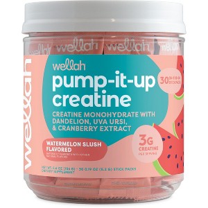 Wellah Pump-It-Up Creatine for Women (Watermelon Slush) - 30 Stick Packs, 3g Creatine Monohydrate with Dandelion, Uva Ursi & Cranberry Extract - 1 of 4