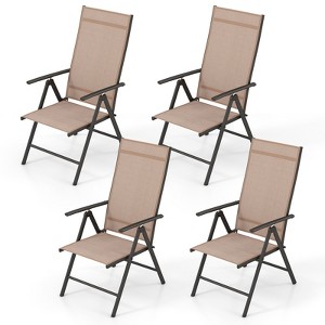Tangkula 4PCS Patio Folding Dining Chair w/ 7-Level Adjustable High Backrest for Garden - 1 of 4