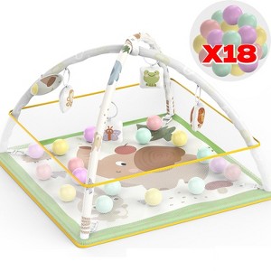 Skirfy 5-in-1 Baby Gym & Play Mat, Tummy Time Toys with Sensual Toys & 18 Balls for Newborns and Babies 0-12 Months, Whale - 1 of 4
