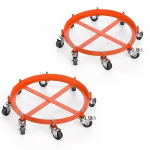 55 Gallon Drum and Barrel Dolly, 2000 LBS Capacity Dolly with 8 Caster Wheels, Trash Can Dolly Non-tipping Hand, Orange, 1 Piece - 1 of 4