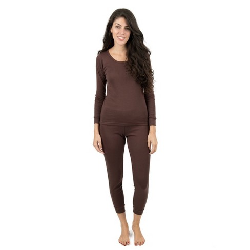 Leveret Womens Two Piece Cotton Pajamas Solid Brown Xl : Target