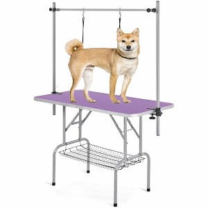 QingMoon 36" Dog Grooming Table, Adjustable Cat Drying Desktop, Foldable Trimming Table with Arm, Noose, Storage Tray, Maximum Capacity Up to 330Lb - 1 of 4