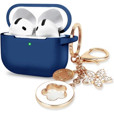 BONGEEK Silicone Apple Airpods 4th Generation - VOTILE 2030 Bling Cover with Keychain, Earbuds Charging Accessory for Women Girls -Midnight Blue