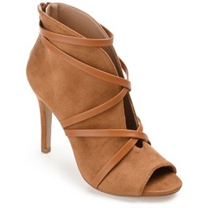 Journee Collection Womens Samara Back Heel Zip Peep Toe Stiletto Booties - 1 of 4