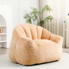Angel Sar Faux Fur Brown Bean Bag Chairs for Adults with Armrests, Shell-Shaped Bean Bag Chairs for Kids with Stuffed High-Density Foam - 2 of 4
