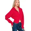 I am a Fashion Junky Zenana Ribbed Collared Zip Up Sweater Cardigan - 2 of 4