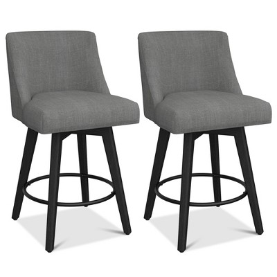Vipbear Swivel Bar Stools Set of 2 for Kitchen Counter, High-density Foam Cushion, Modern Upholstered Bar Chair with Back, for Bar, Kitchen