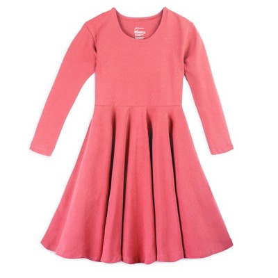 Mightly Girls Fair Trade Organic Cotton Solid 3/4 Sleeve Twirl Dress