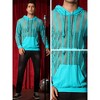 Lars Amadeus Men's Long Sleeves See Through Striped Hoodie Pullover Shirts - image 4 of 4