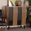 Baxton Studio Bergen Two Tone Wood 2 Door Storage Cabinet Oak Brown/Espresso: PVC Accent Cabinet with Fixed Shelves - 4 of 4