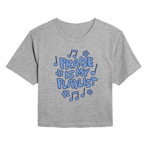 Women's - Instant Message - Praise Is My Playlist Cropped Graphic T-Shirt - 1 of 4