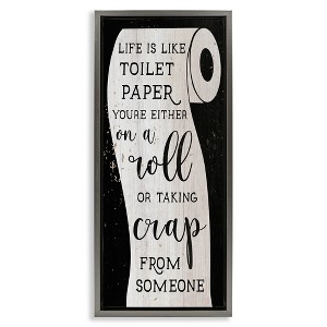 Stupell Industries Like Toilet Paper Funny Bathroom Floating Frame Canvas Art - 1 of 4