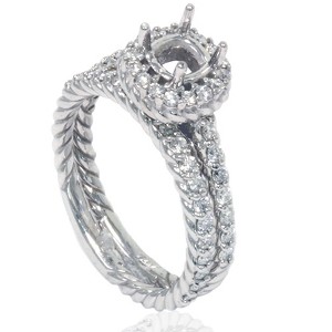 Pompeii3 7/8ct Braided Engagement Wedding Ring Set 14K White Gold - 1 of 4
