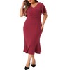 Agnes Orinda Women's Plus Size Wrap V Neck Flutter Short Sleeve Cocktail Party Bodycon Dresses - 2 of 4