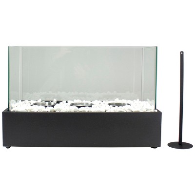 Black Bio Ethanol Ventless Tabletop Triple Fireplace with Glass Panels