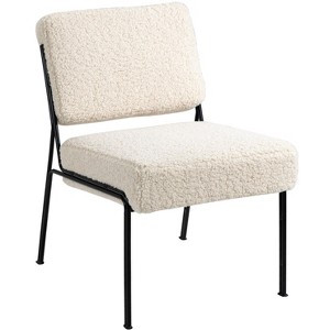Nordlys White Bouclé Lounge Chair with Metal Legs Modern Design Style Upholstery Living Room - 1 of 4